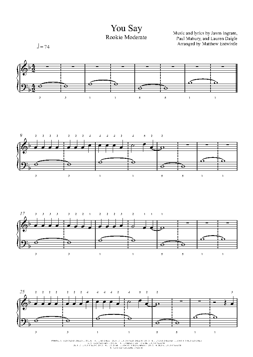 You Say by Lauren Daigle Piano Sheet Music | Rookie Level