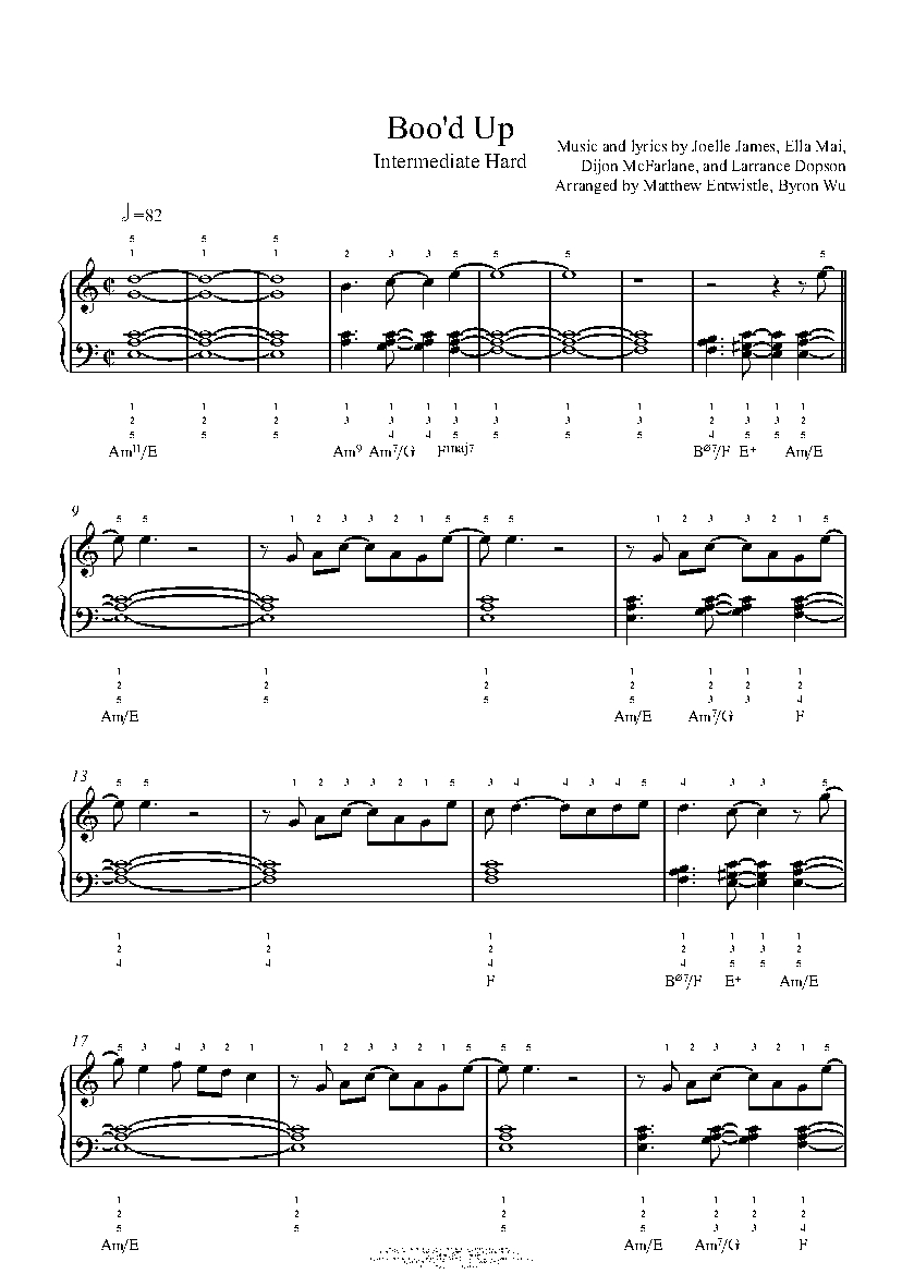 Boo'd up by Ella Mai Piano Sheet Music | Intermediate Level
