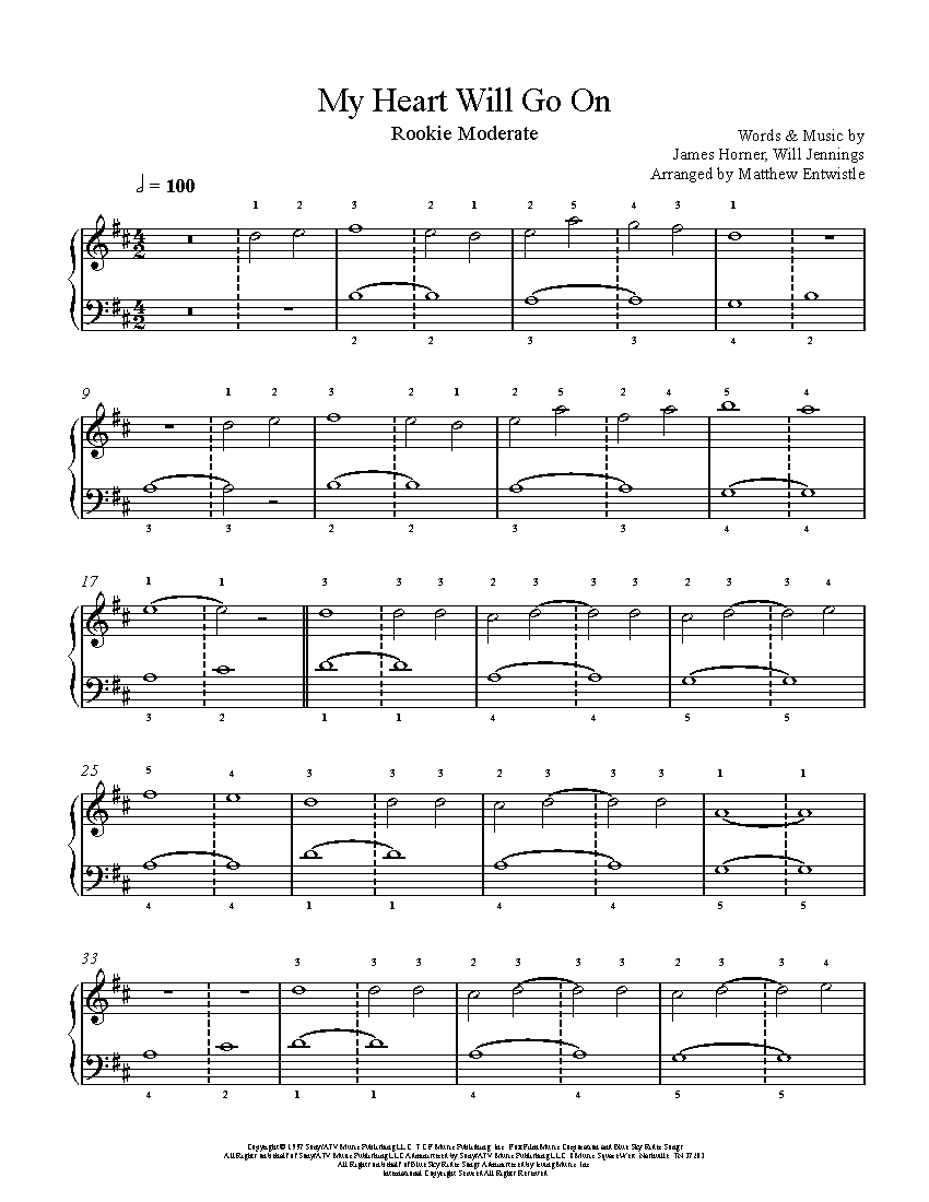 My Heart Will Go On by Celine Dion Piano Sheet Music | Rookie Level