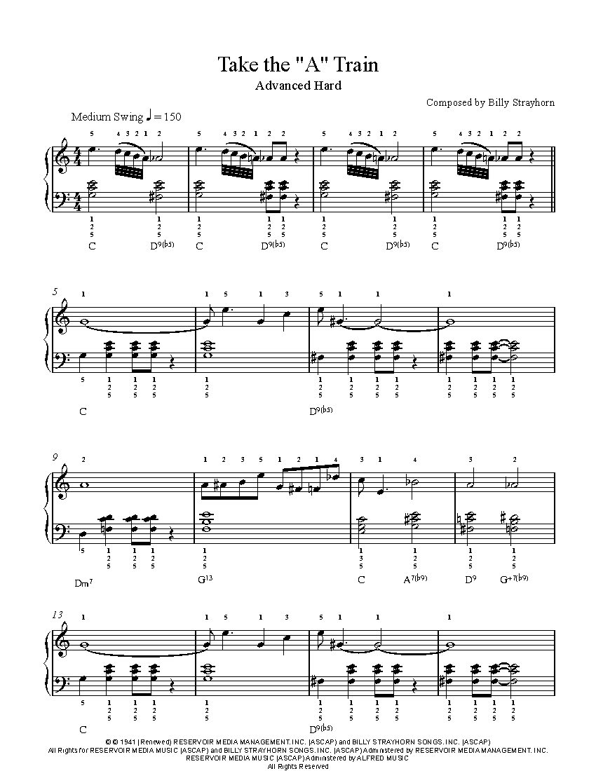 Take the "A" Train by Duke Ellington Piano Sheet Music | Advanced Level