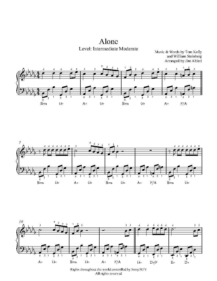 Alone by Heart Piano Sheet Music | Intermediate Level