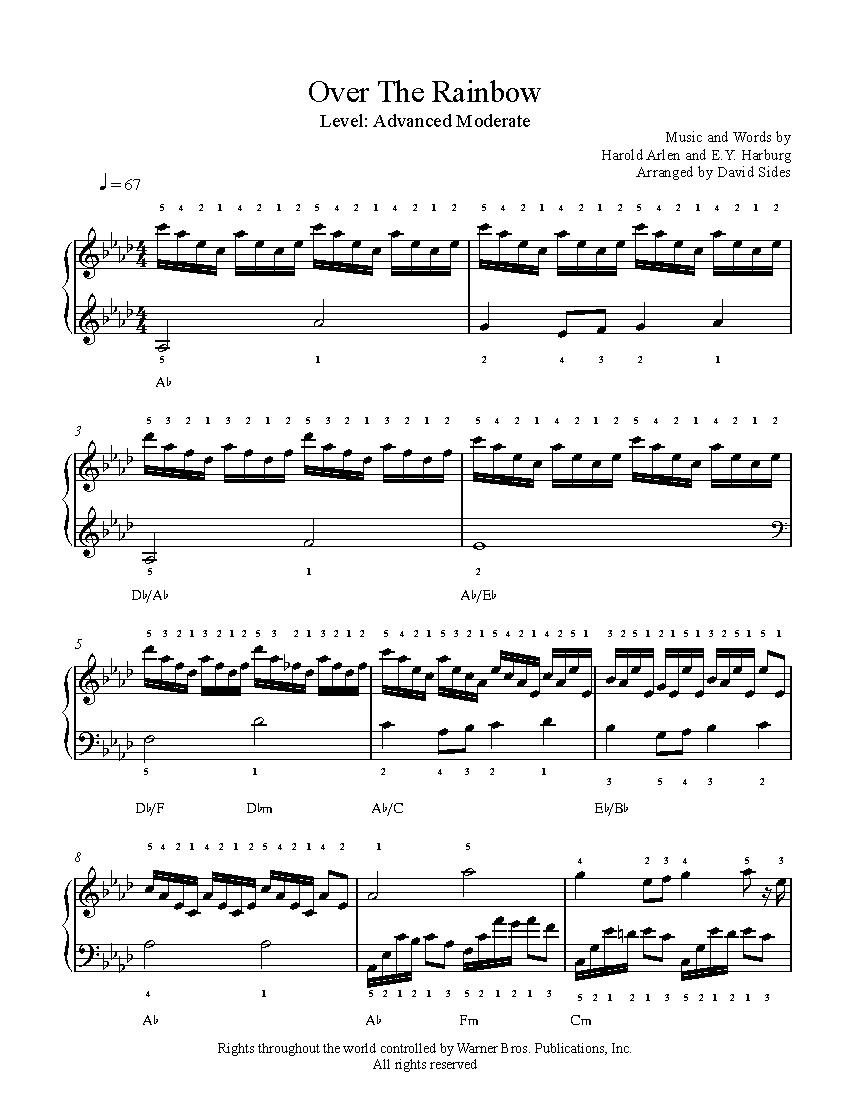 Decir a un lado muerto Sui Over The Rainbow by Judy Garland Piano Sheet Music | Advanced Level
