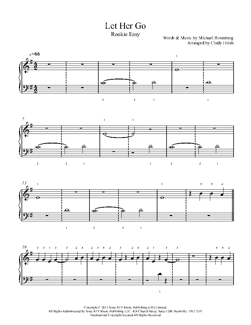 Let Her Go (Melody) by Passenger Sheet Music & Lesson | Rookie Level