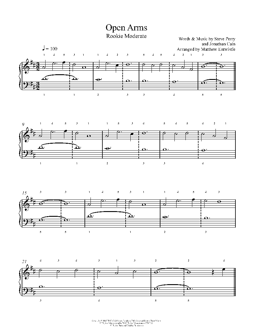 Open Arms sheet music