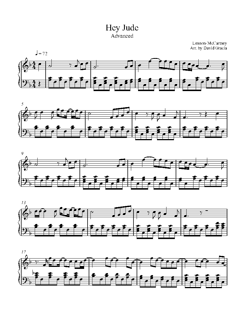 Hey Jude by The Beatles Piano Sheet Music | Advanced Level