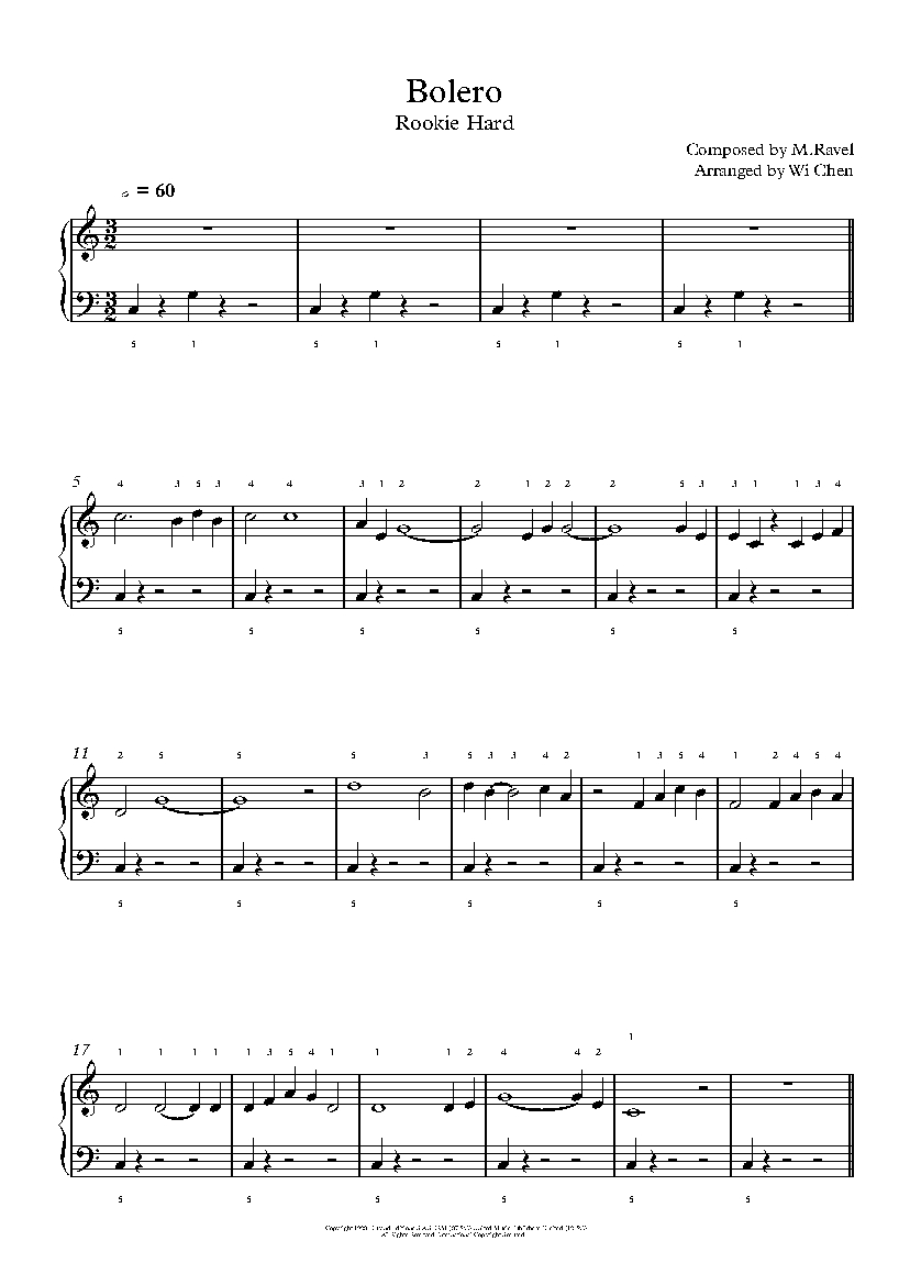 Bolero By M.Ravel Piano Sheet Music | Rookie Level