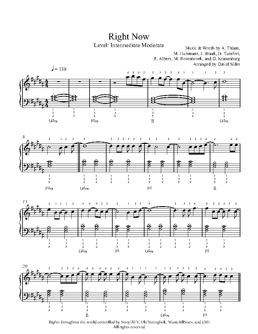 Right Now (Na Na Na) sheet music