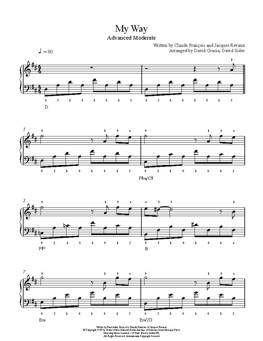 My Way by Frank Sinatra Piano Sheet Music | Advanced Level