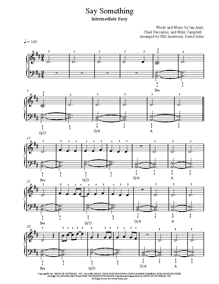 Say Something by A Great Big World Piano Sheet Music | Intermediate Level