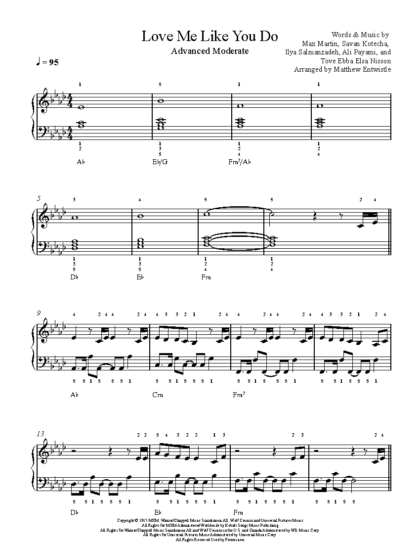 Love Me Like You Do By Ellie Goulding Sheet Music Lesson Advanced Level