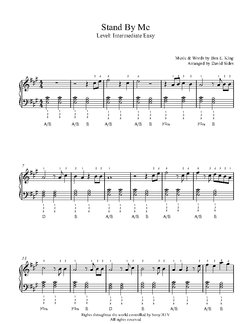 Stand By Me by Ben E. King Piano Sheet Music ...