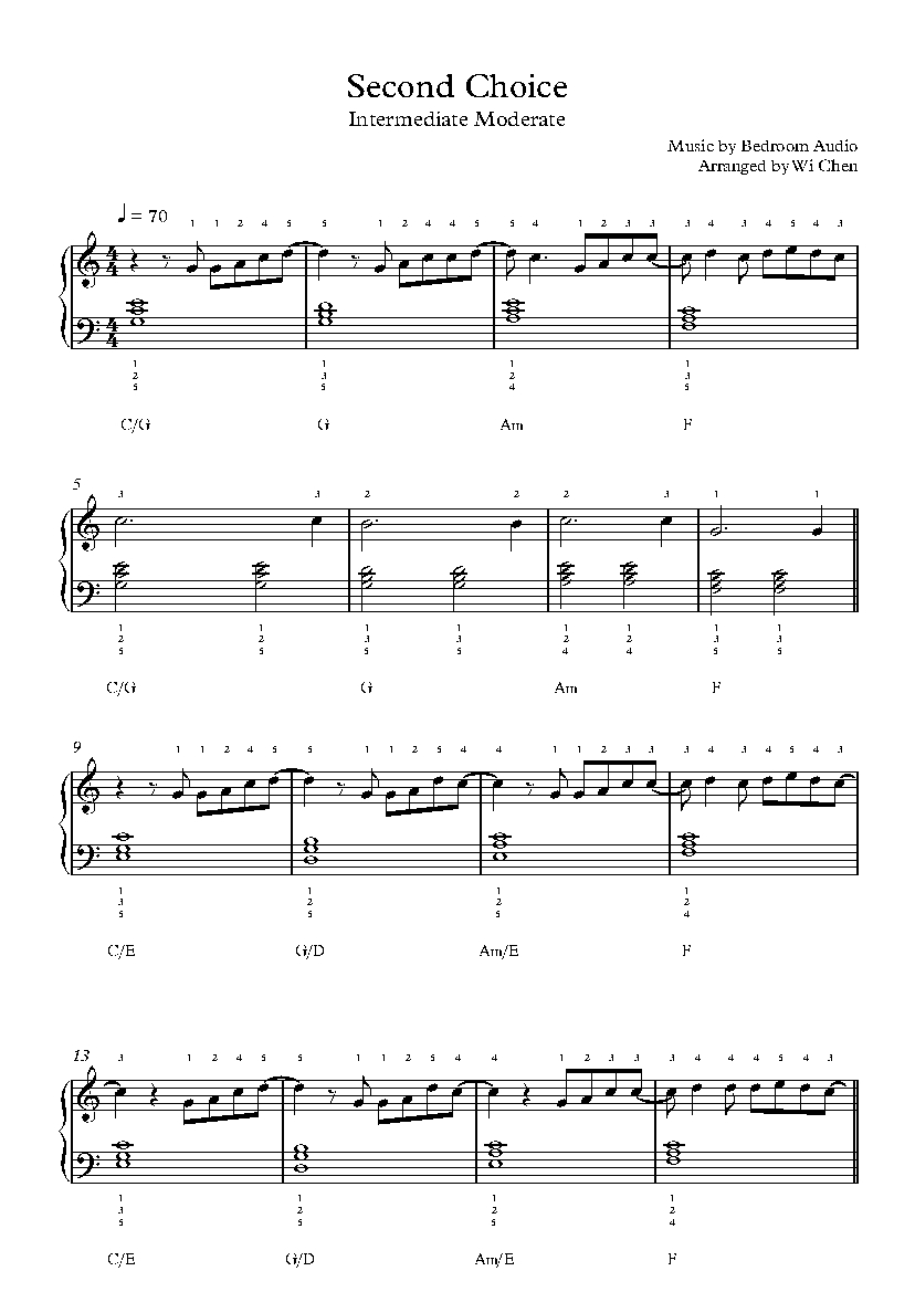 ตัวสำรอง Second Choice by Bedroom Audio Sheet Music & Lesson