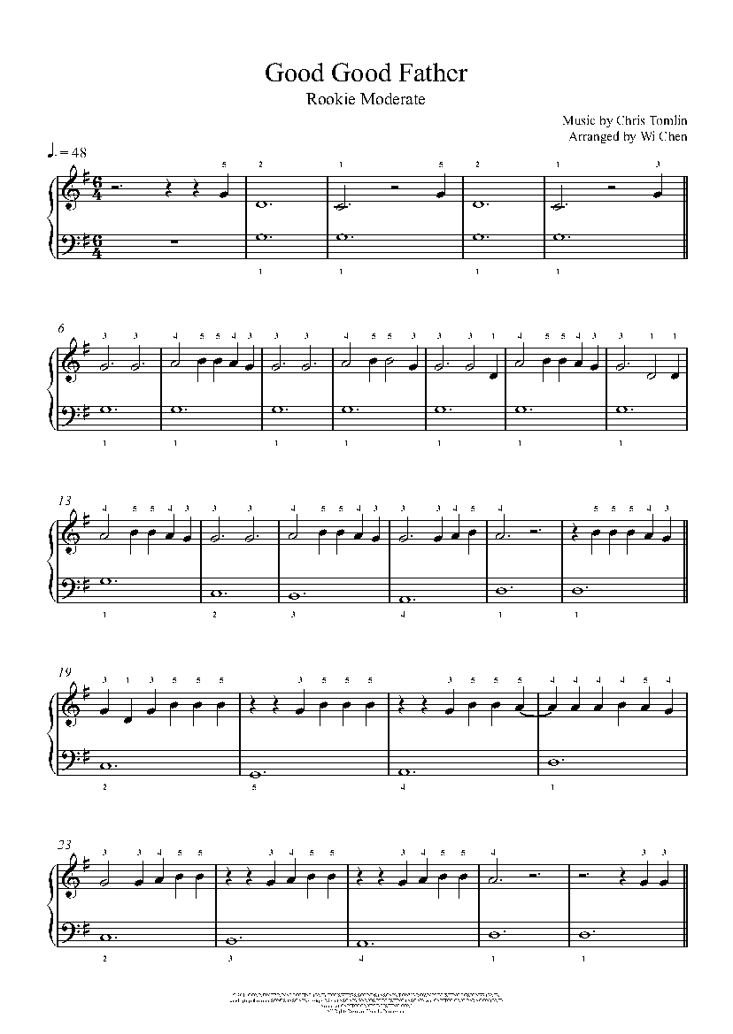Good Good Father by Chris Tomlin Piano Sheet Music Rookie Level