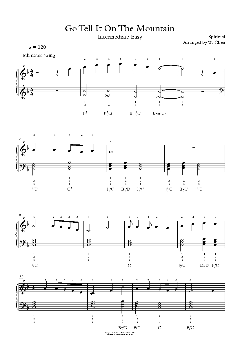 Go Tell It On The Mountain by Traditional Piano Sheet Music
