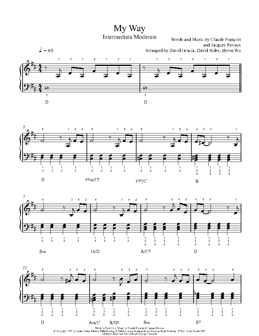 My Way By Frank Sinatra Sheet Music & Lesson | Intermediate Level