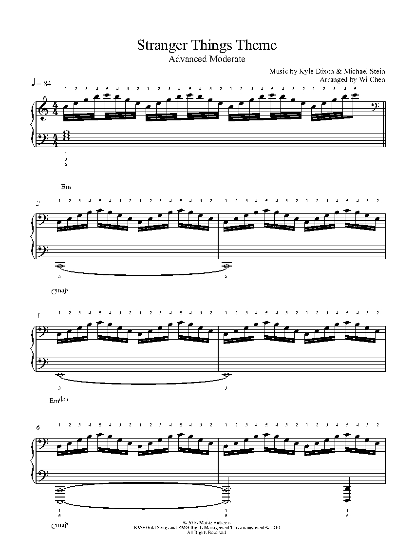 Stranger Things Theme By Kyle Dixon Michael Stein Sheet Music
