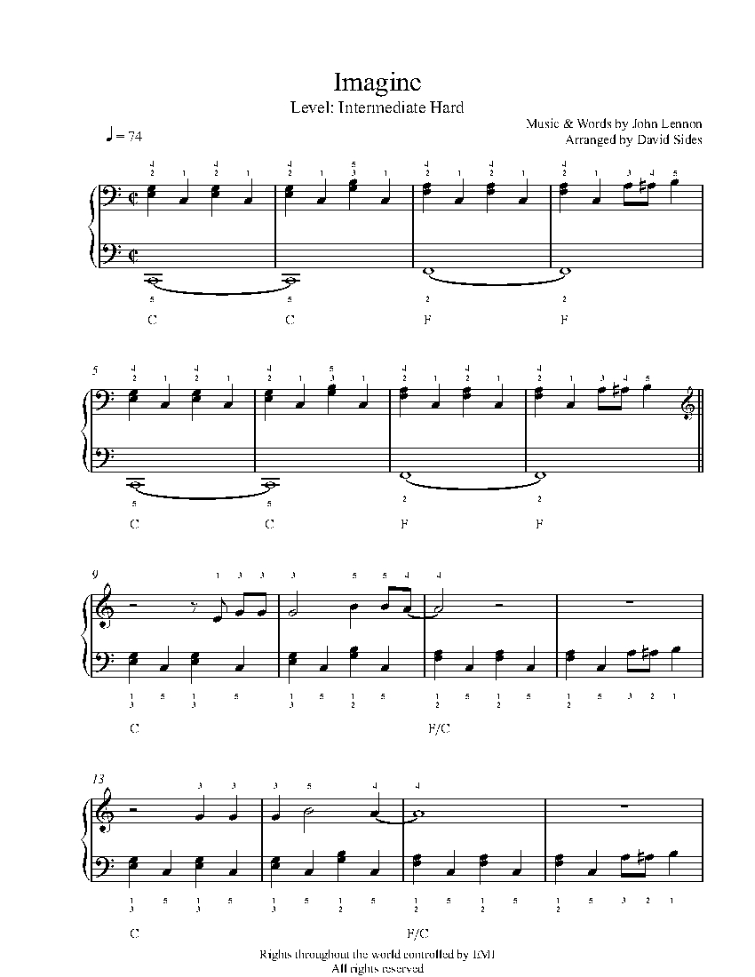 Imagine by John Lennon Piano Sheet Music | Intermediate Level