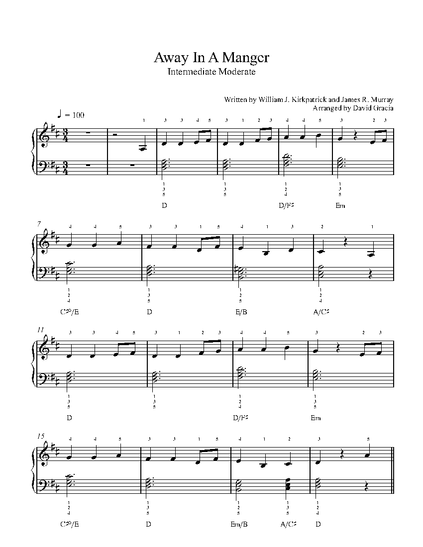 Away In A Manger by Traditional Piano Sheet Music | Intermediate Level