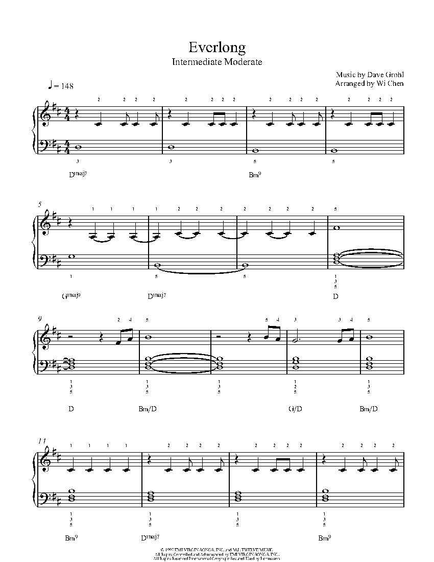 Everlong By Foo Fighters Sheet Music Lesson Intermediate Level