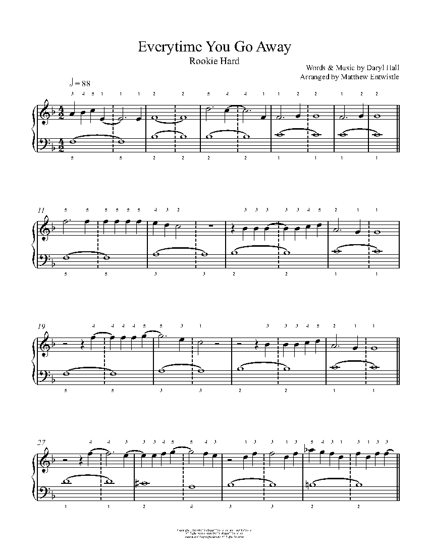 Every Time You Go Away by Paul Young Sheet Music & Lesson | Rookie Level