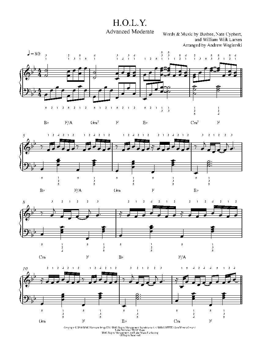 H.O.L.Y sheet music