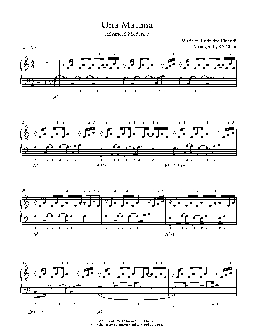 Una Mattina by Ludovico Einaudi Piano Sheet Music | Level