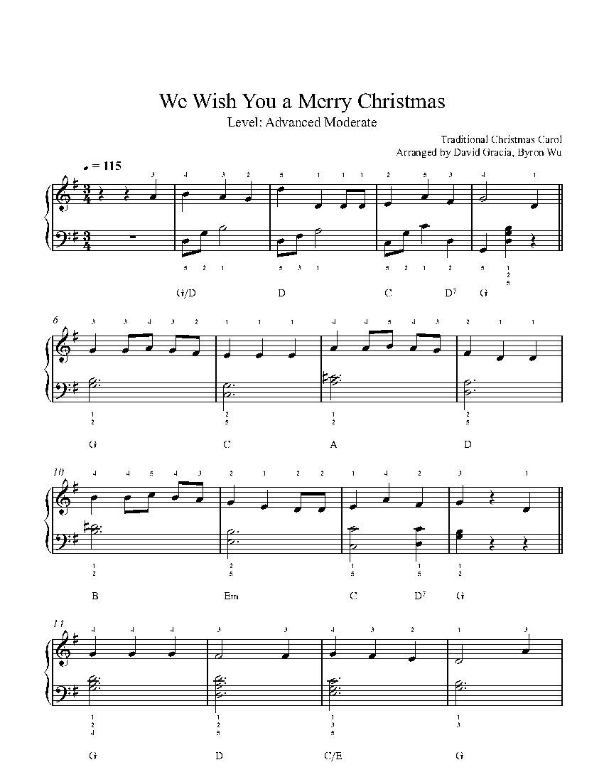 We wish you a merry christmas piano