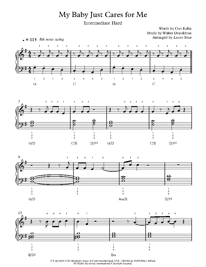 My Baby Just Cares For Me By Nina Simone Sheet Music Lesson 