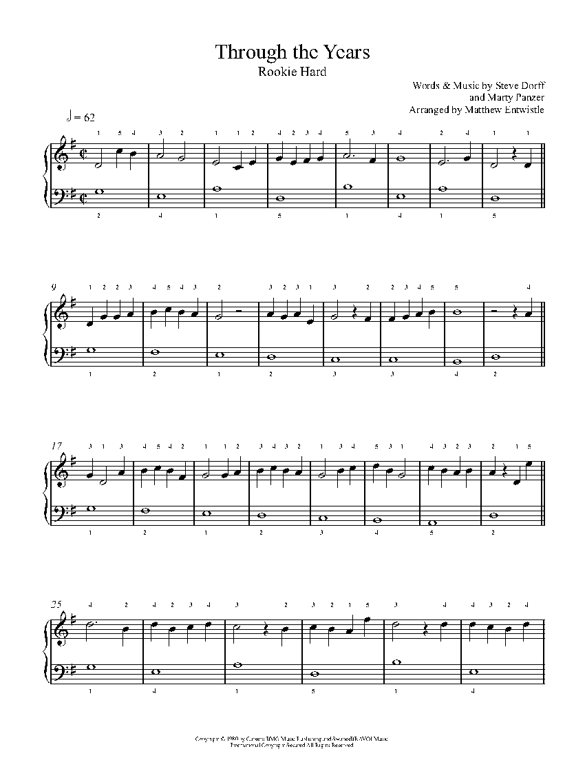 Through The Years sheet music