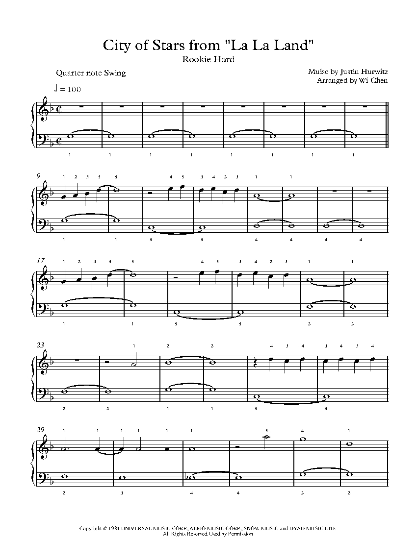 City of Stars from "La La Land" by Justin Hurwitz Sheet Music Lesson | Rookie Level