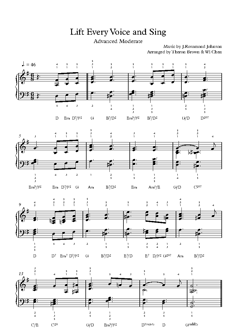 Lift Every Voice And Sing By Traditional Sheet Music Lesson 