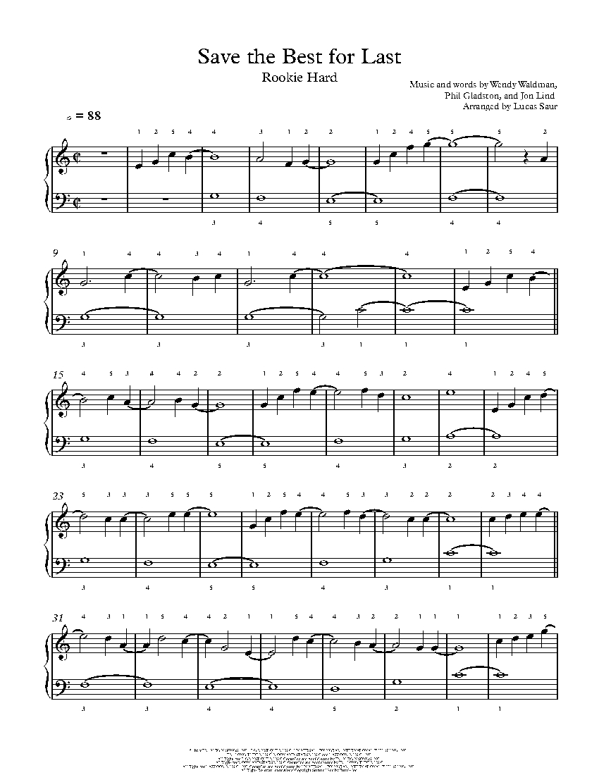 Save The Best For Last sheet music