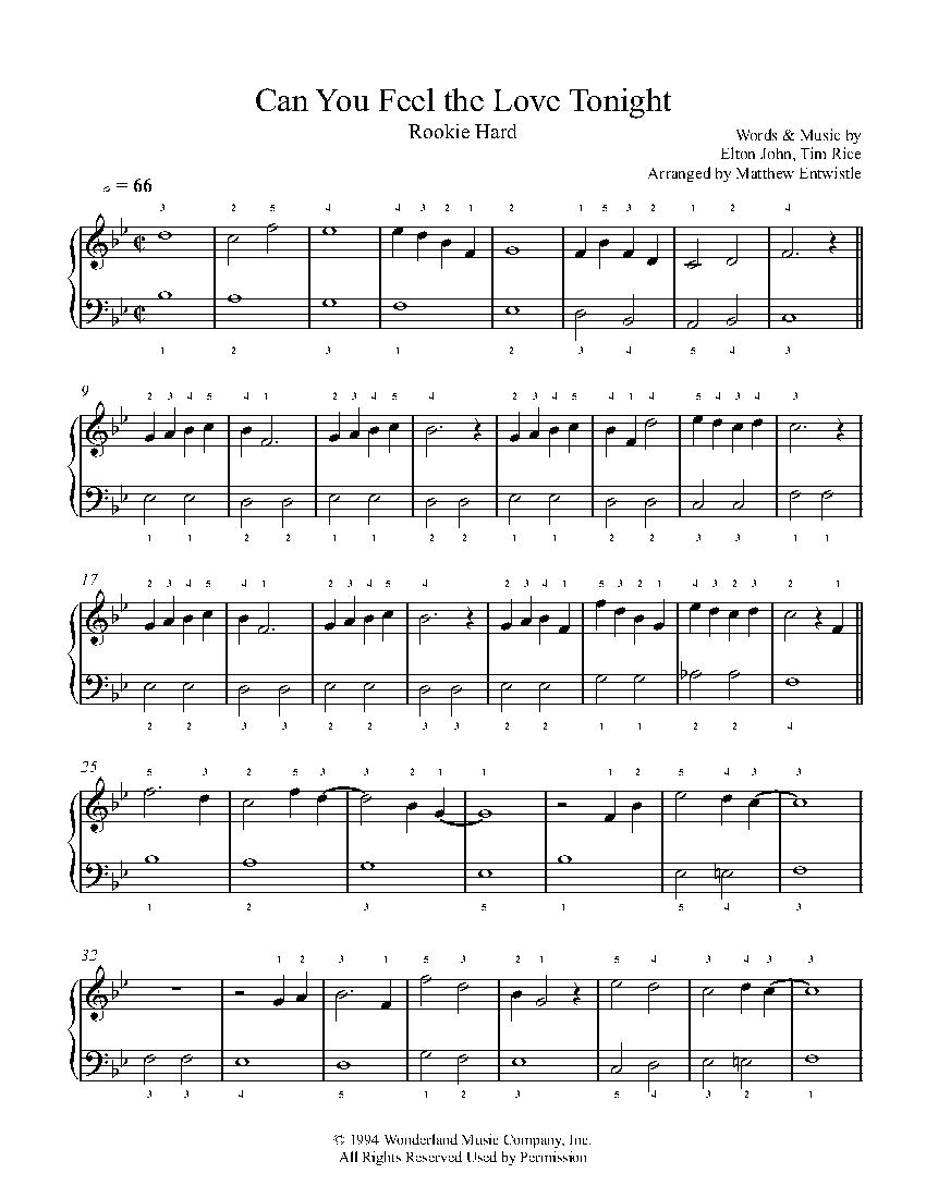 incrementar Ortodoxo halcón Can You Feel The Love Tonight by Elton John Sheet Music & Lesson | Rookie  Level