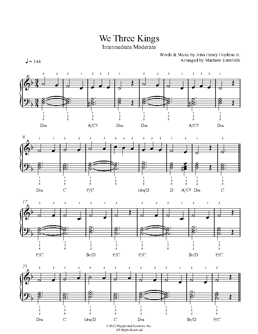 We Three Kings by Traditional Sheet Music & Lesson Intermediate Level