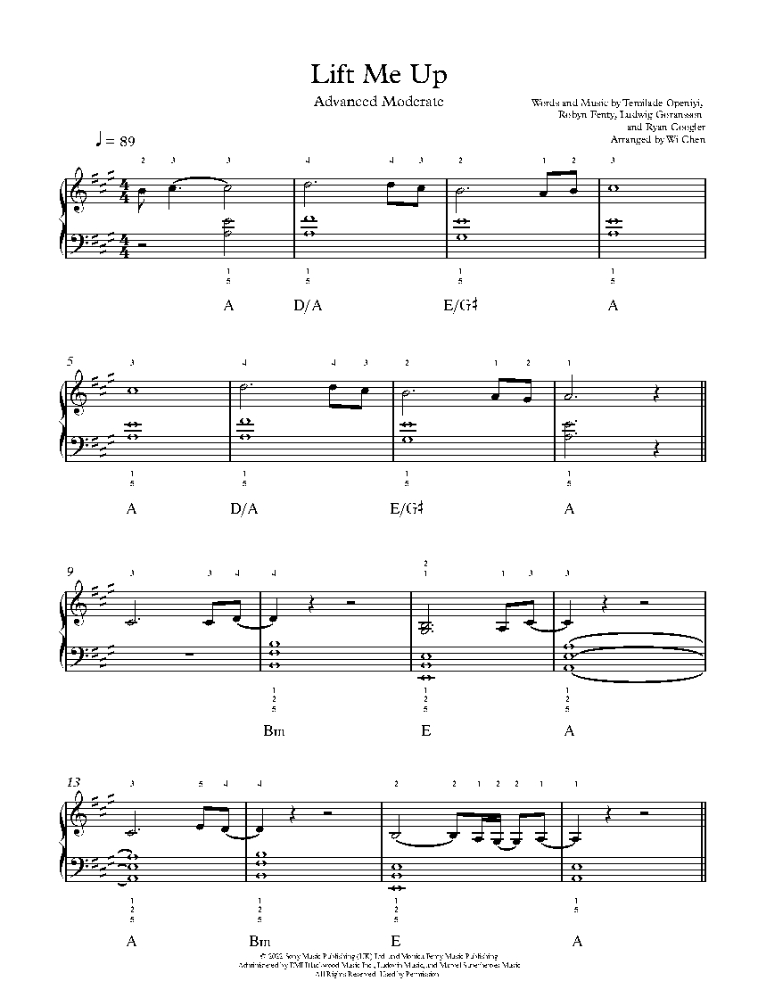 Lift Me Up sheet music