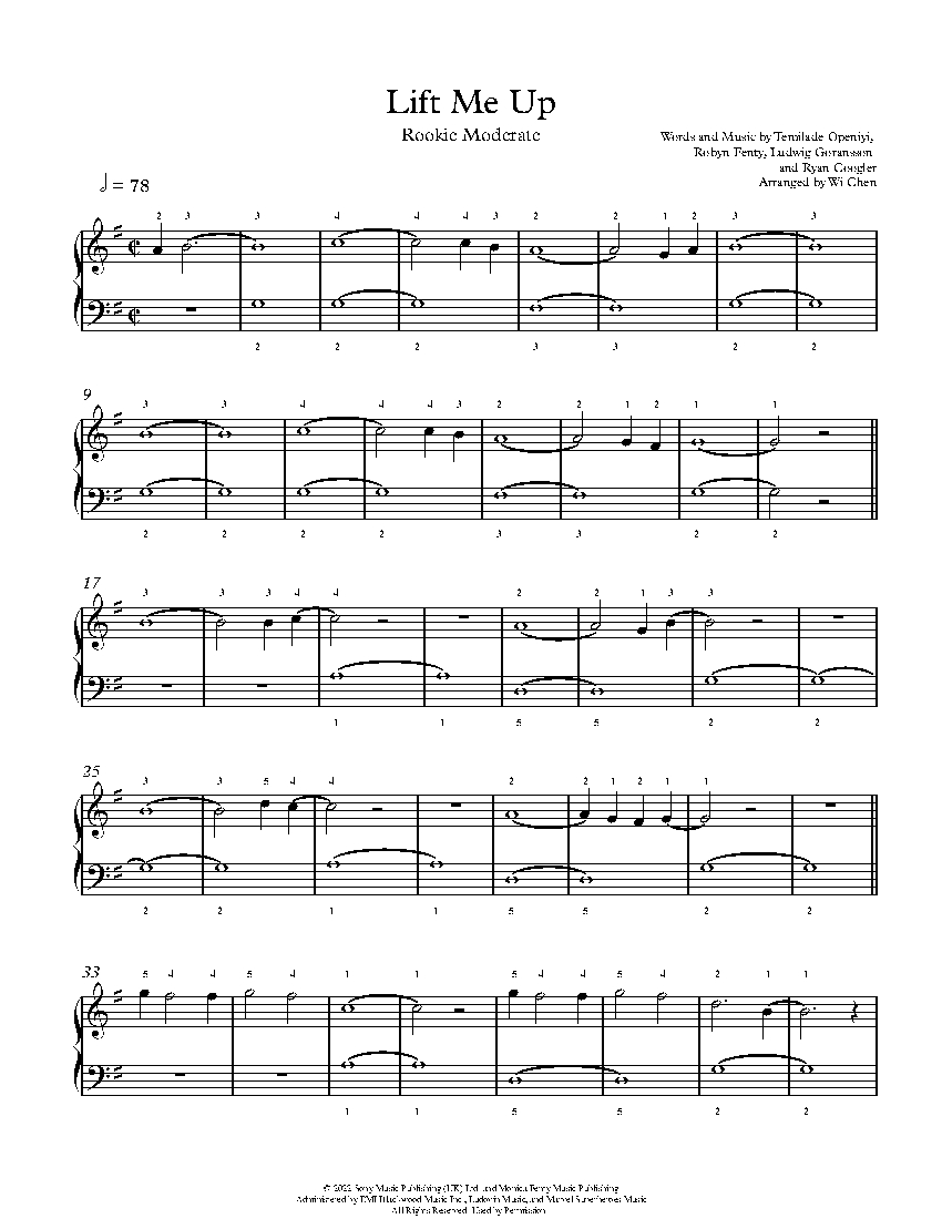 Lift Me Up sheet music