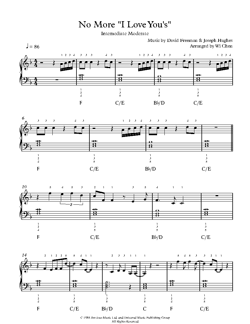 No More “I Love You’s” sheet music