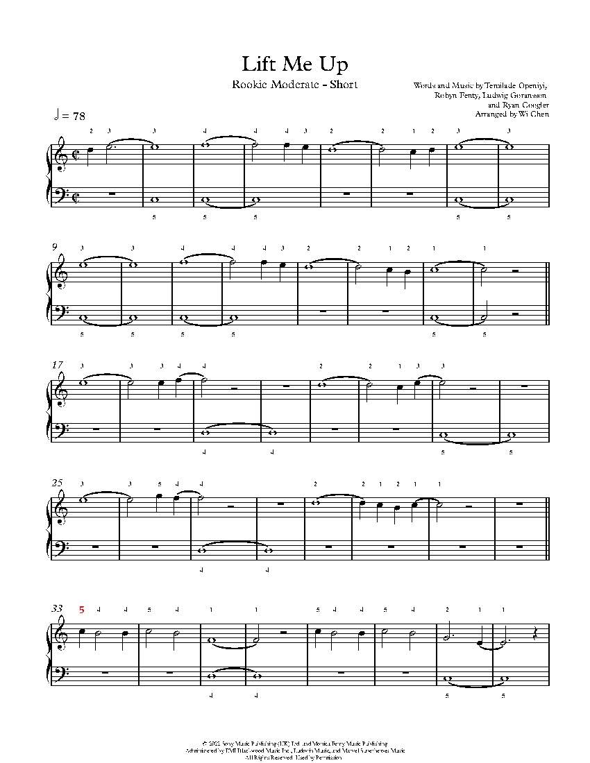 Lift Me Up sheet music