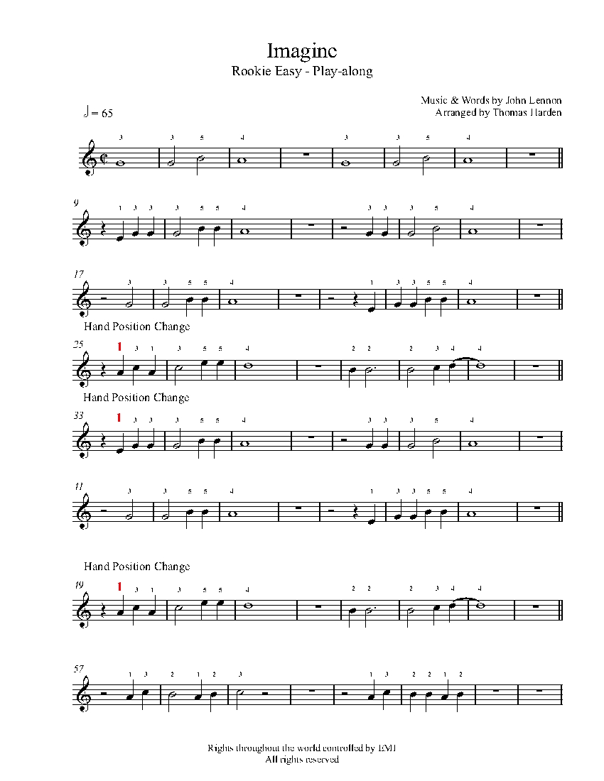 Imagine sheet music