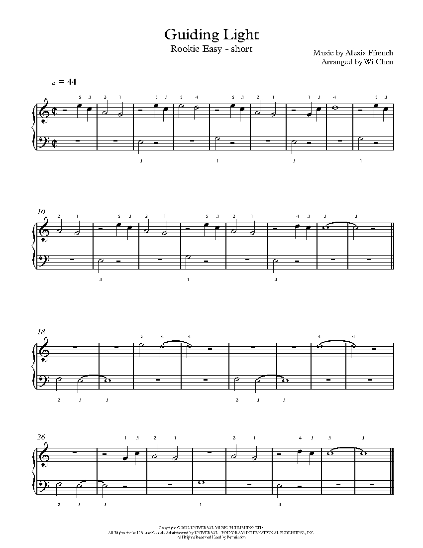 Guiding Light sheet music