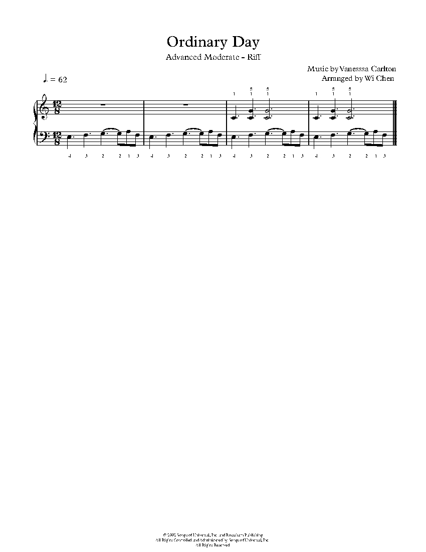 Ordinary Day sheet music