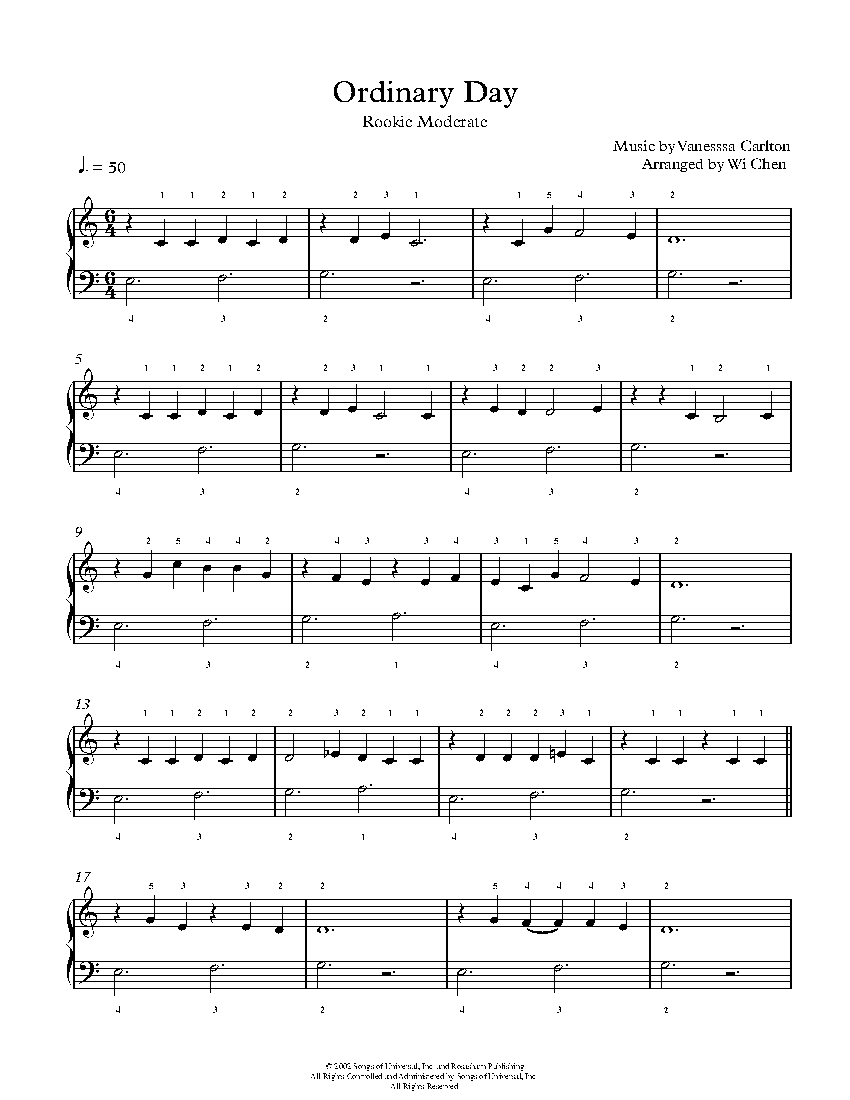 Ordinary Day sheet music