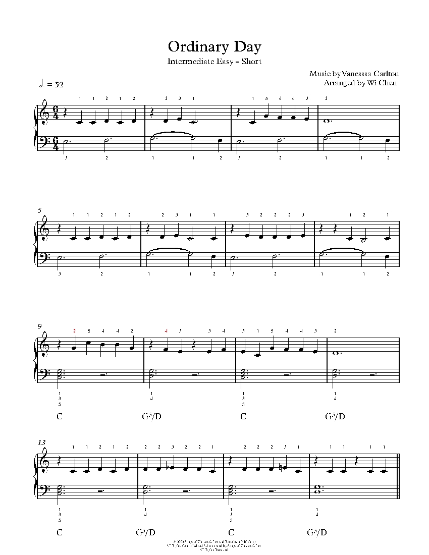Ordinary Day sheet music