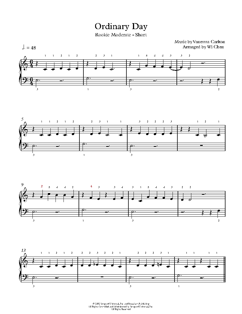 Ordinary Day sheet music