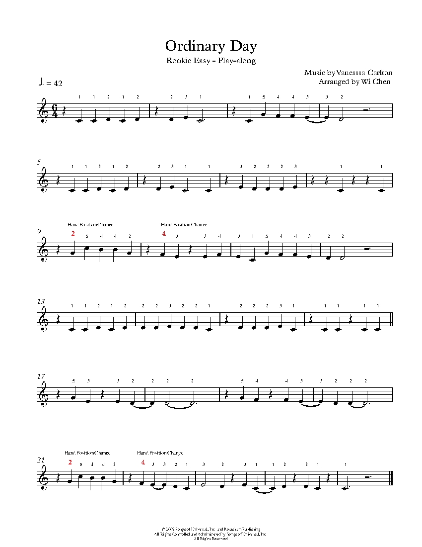 Ordinary Day sheet music