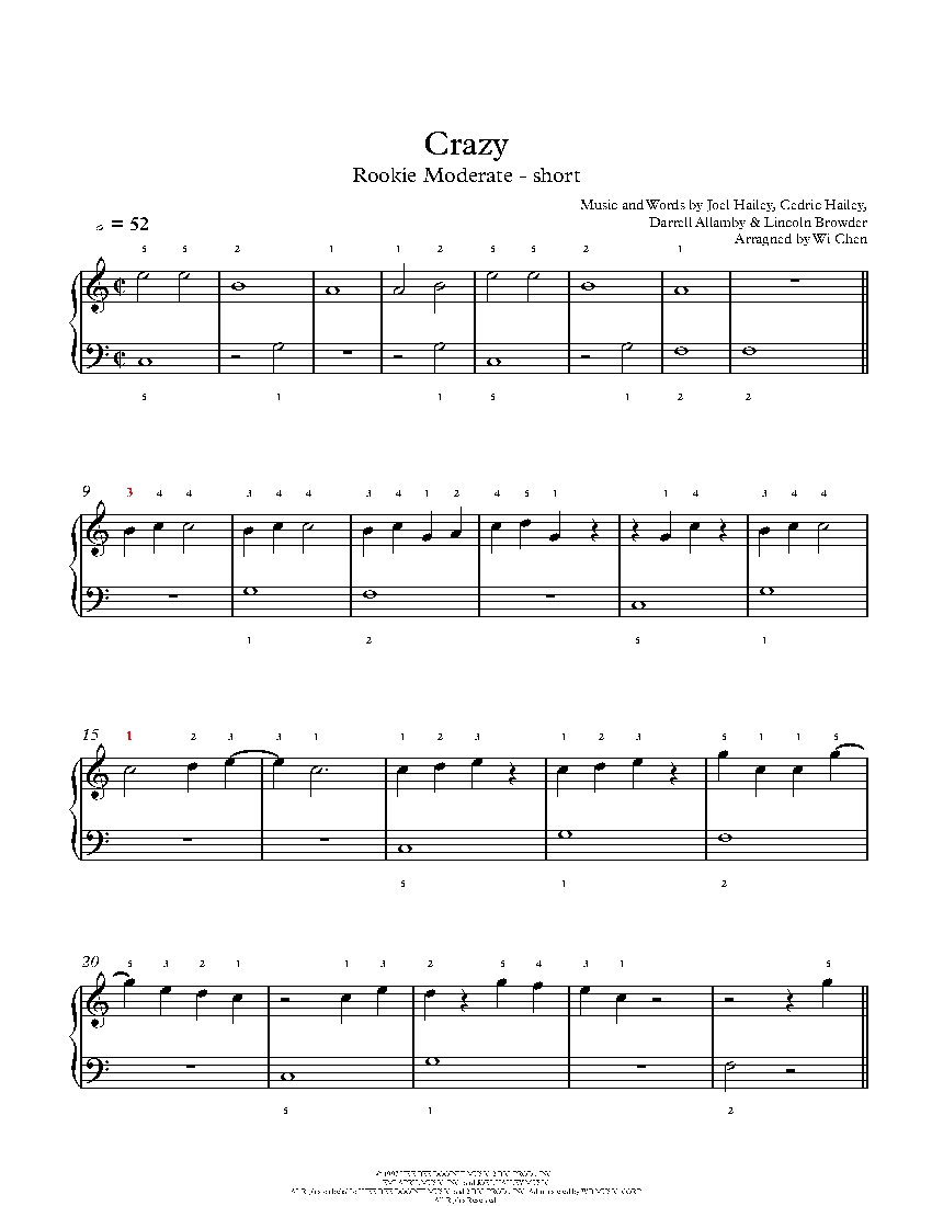 Crazy sheet music