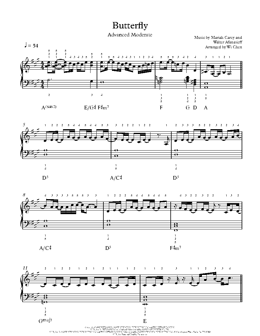 Butterfly sheet music