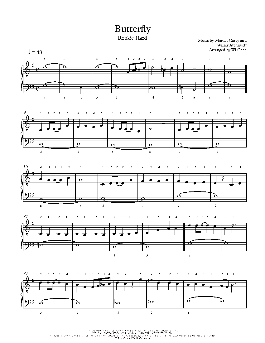 Butterfly sheet music