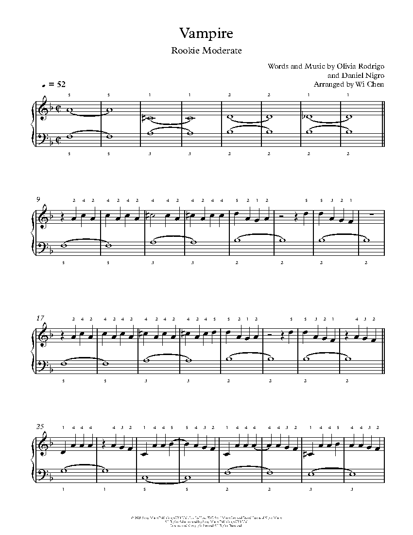 Vampire sheet music