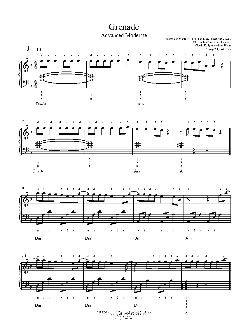 Grenade sheet music